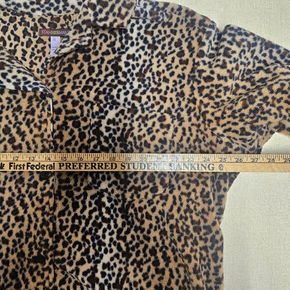 Stan Herman Crepe Leopard Print Button Down Shirt Long Sleeve Women's Plus 1X - Picture 5 of 6